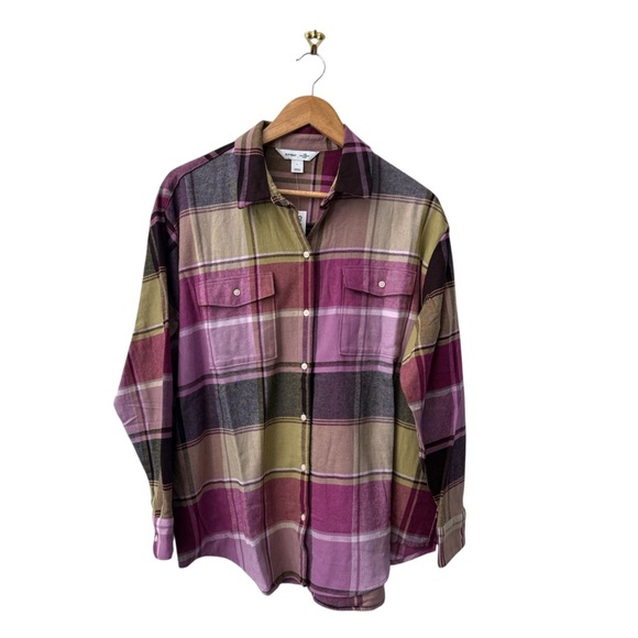 Old Navy NWT Pink Plaid Flannel Button Down size Large - Picture 9 of 17